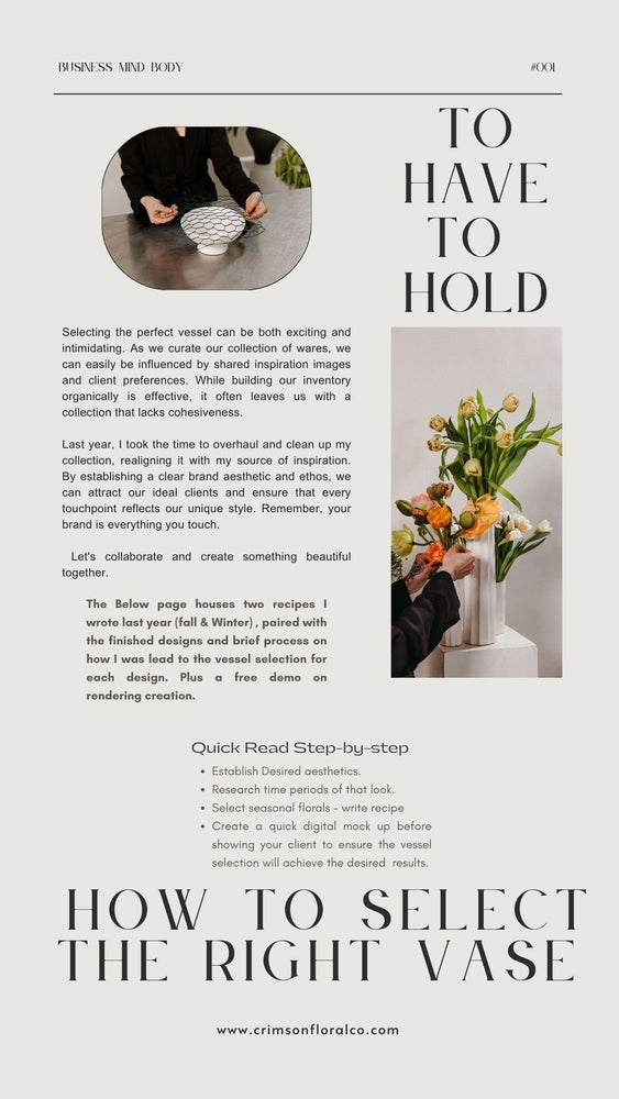 Southern California Floral Designer and Educator Canva Rendering Vessel Selection